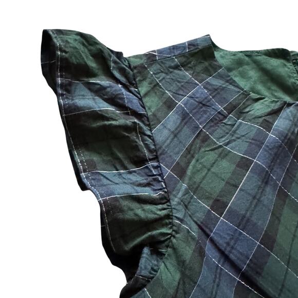 Crewcuts J. Crew Plaid Dress Girls 8 Blue Green Shimmer Holiday Christmas NWT - Picture 5 of 16